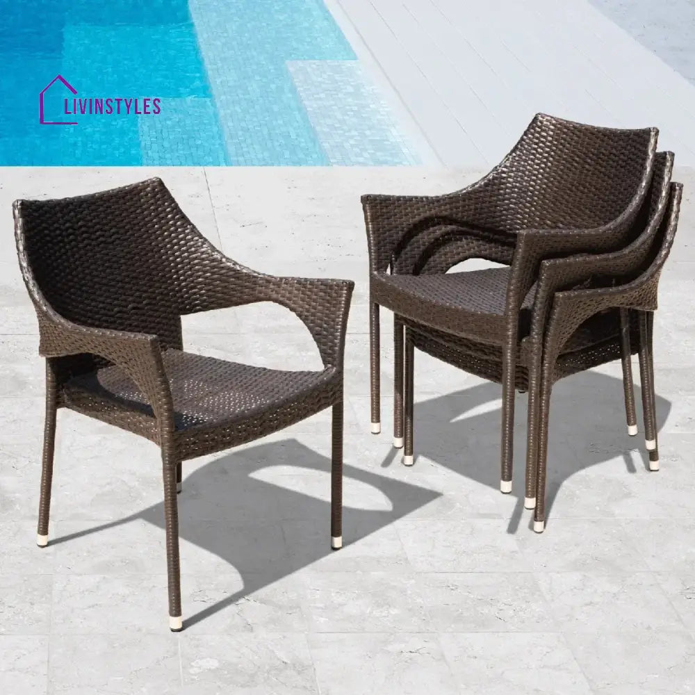 Mariama Outdoor Rattan Wicker Patio Dining Chairs - Dinning Chairs