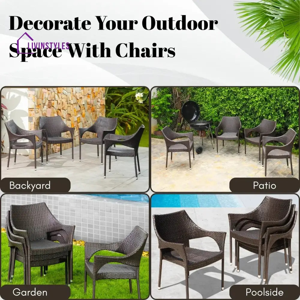 Mariama Outdoor Rattan Wicker Patio Dining Chairs - Dinning Chairs