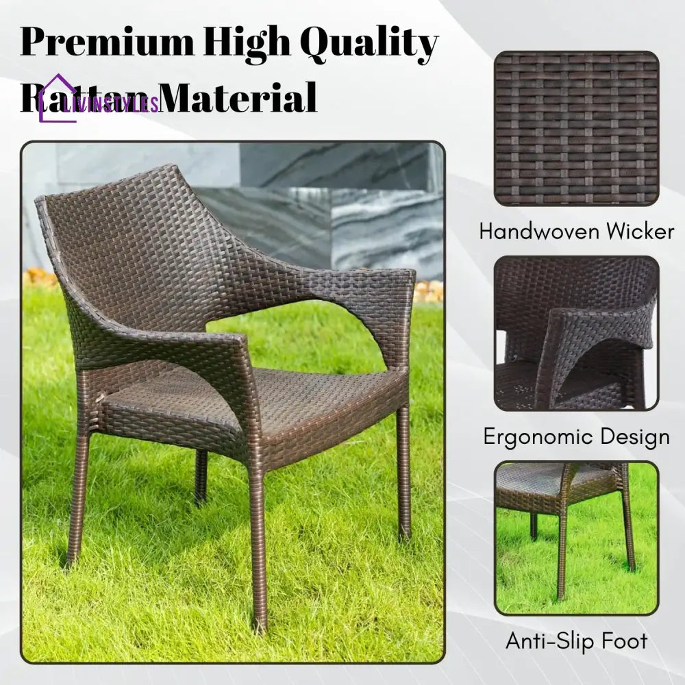 Mariama Outdoor Rattan Wicker Patio Dining Chairs - Dinning Chairs