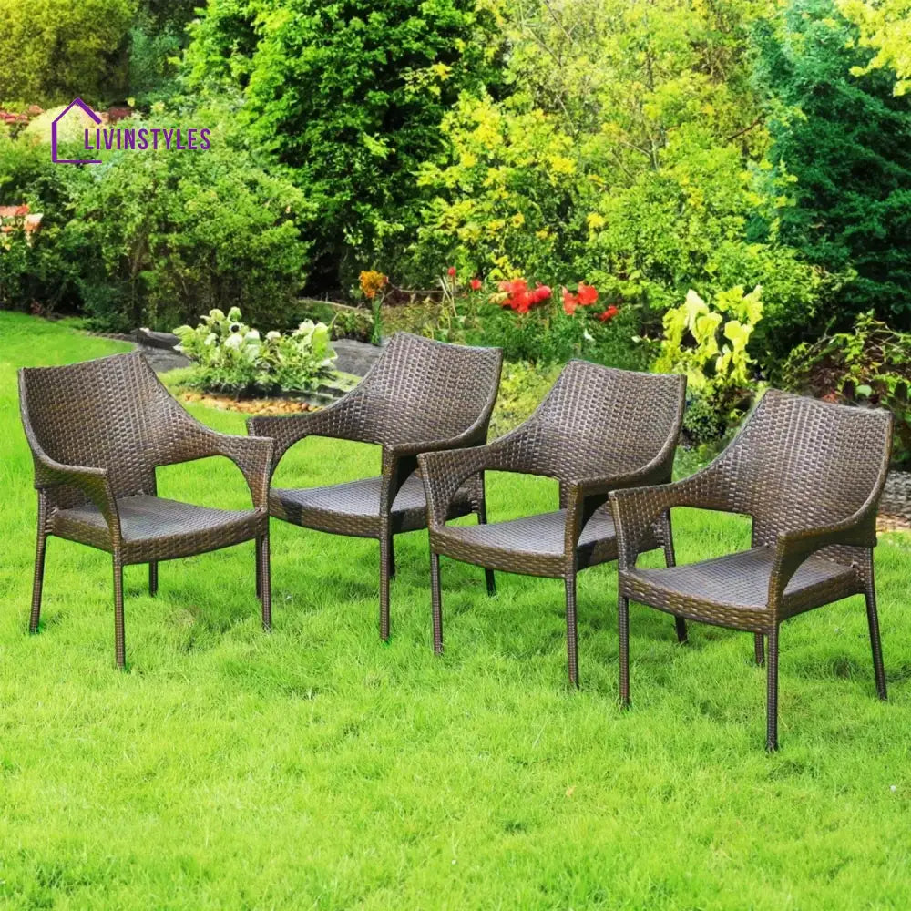 Mariama Outdoor Rattan Wicker Patio Dining Chairs - Dinning Chairs