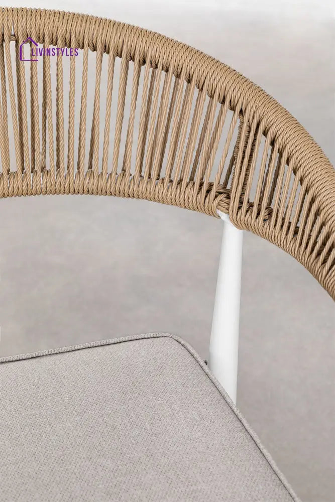 Marianela Outdoor Sofa Set 2 Seater 2 Single seater and 1 Center Table Set (White + Brown) Braided & Rope - Sofa Sets
