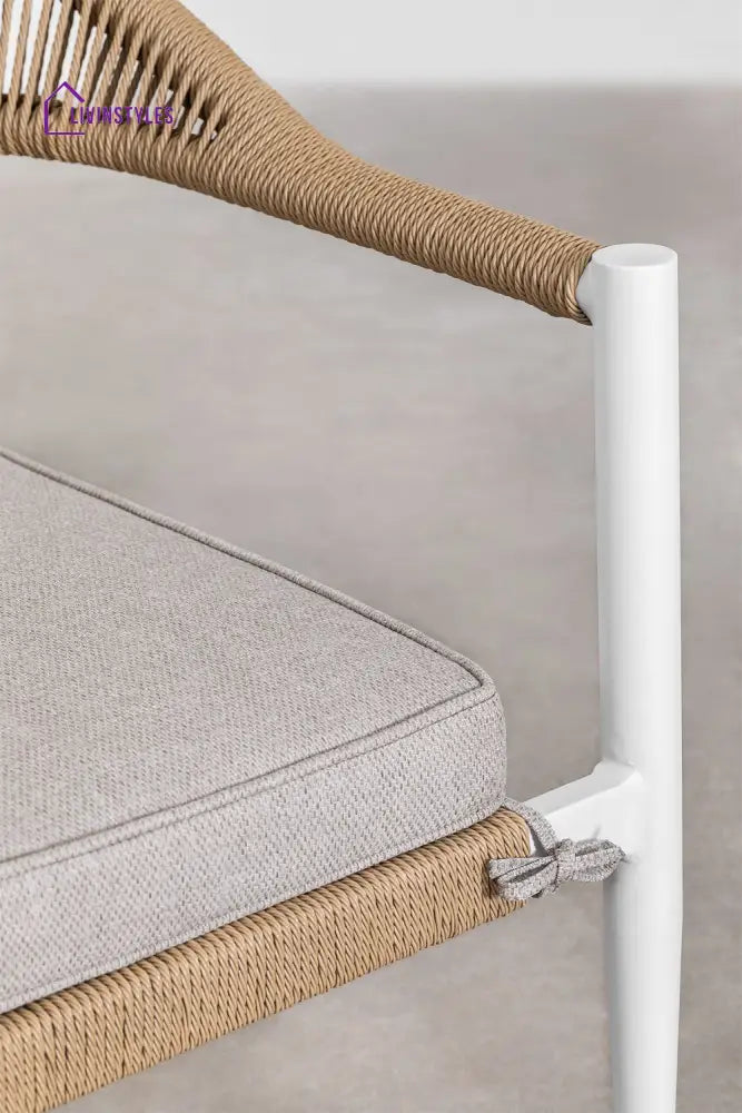 Marianela Outdoor Sofa Set 2 Seater 2 Single seater and 1 Center Table Set (White + Brown) Braided & Rope - Sofa Sets