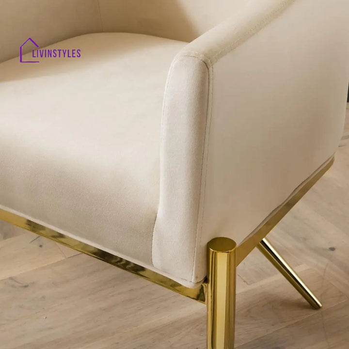 Marianna Dining Carver Chair Set of 2 Cream Velvet Curved Back on Gold Legs Dining Room / Dining Chairs