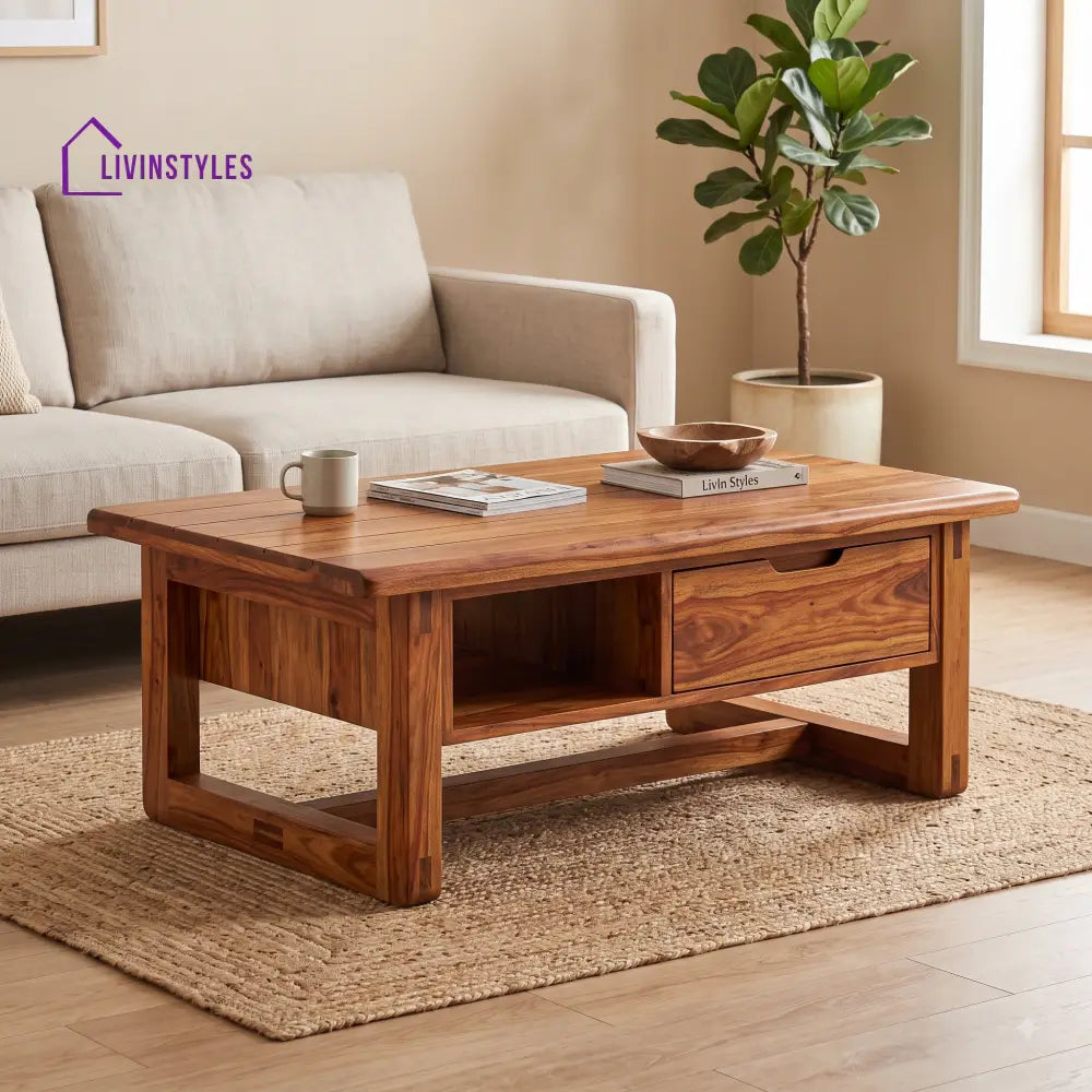 Marie-Lou Wooden Coffee Table for Living Room | Tea Table | Teapoy | Center table