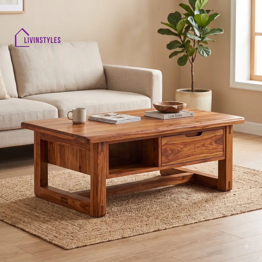 Marie-Lou Wooden Coffee Table for Living Room | Tea Table | Teapoy | Center table