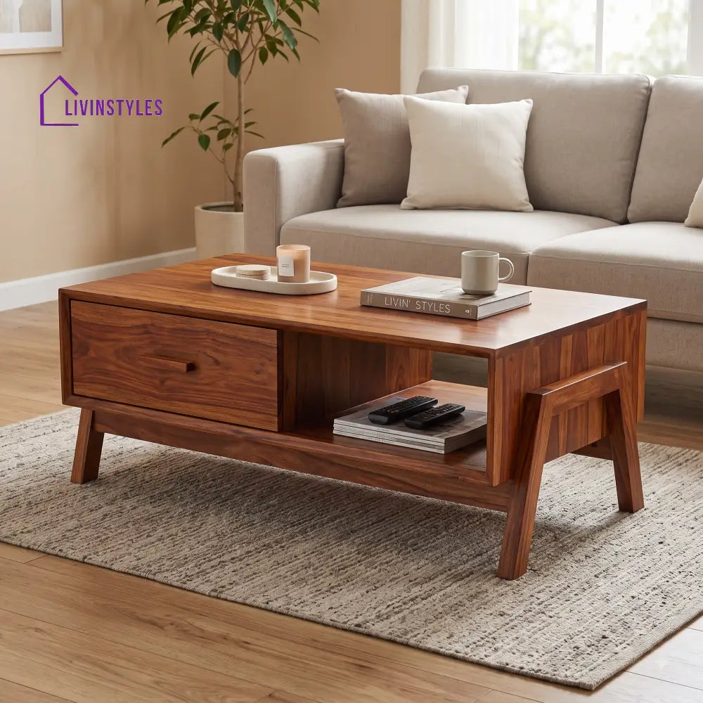 Marie Wooden Coffee Table for Living Room | Tea Table | Teapoy | Center table