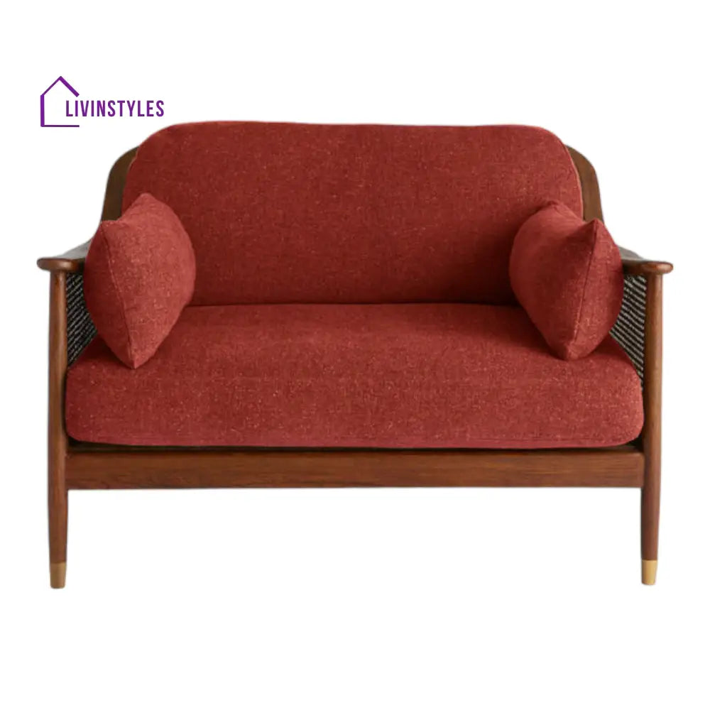Marika 1 Seater Teak Wood & Rattan Antique Brass Sofa Sofas