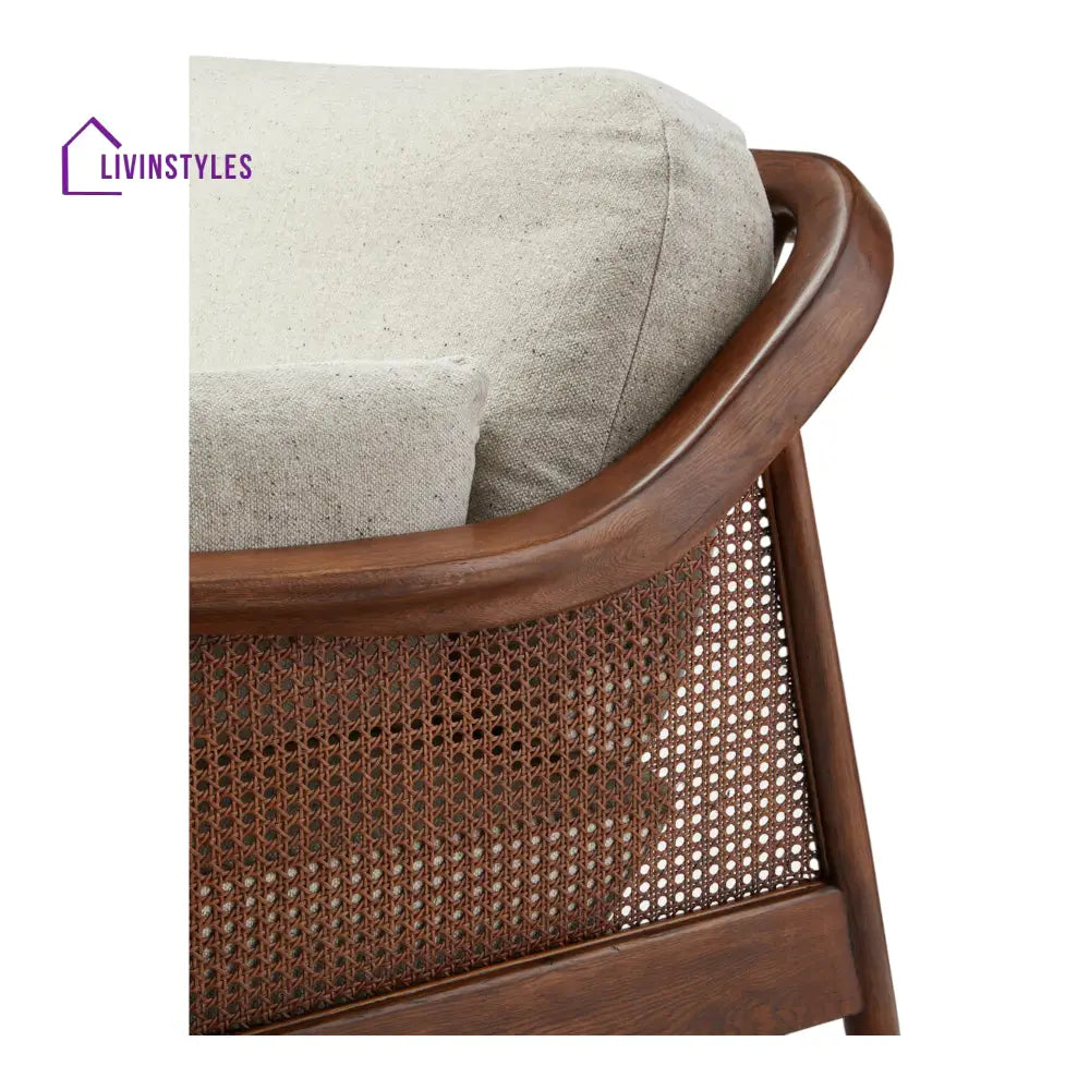 Marika 1 Seater Teak Wood & Rattan Antique Brass Sofa Sofas