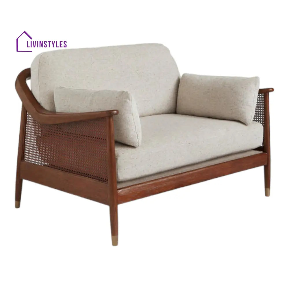 Marika 1 Seater Teak Wood & Rattan Antique Brass Sofa Sofas