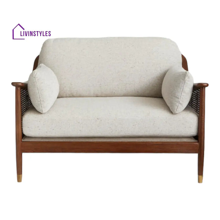 Marika 1 Seater Teak Wood & Rattan Antique Brass Sofa Sofas