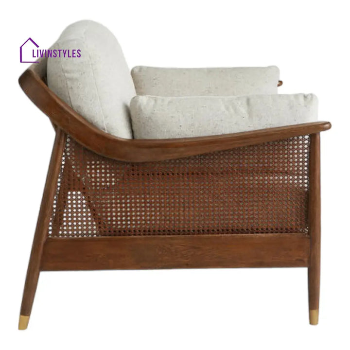 Marika 1 Seater Teak Wood & Rattan Antique Brass Sofa Sofas