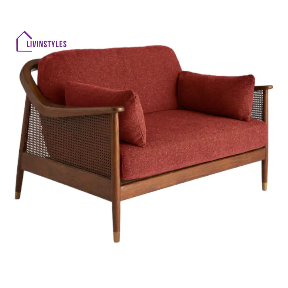 Marika 1 Seater Teak Wood & Rattan Antique Brass Sofa Sofas