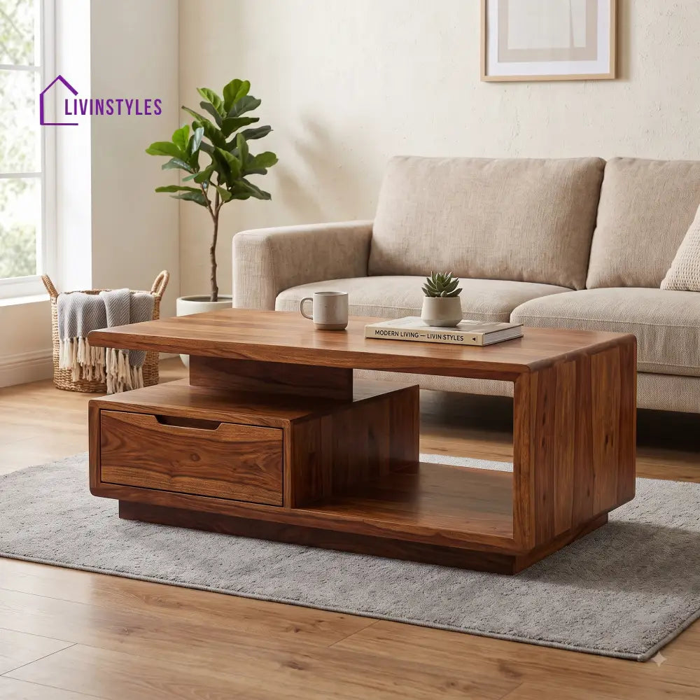 Marilou Wooden Coffee Table for Living Room | Tea Table | Teapoy | Center table