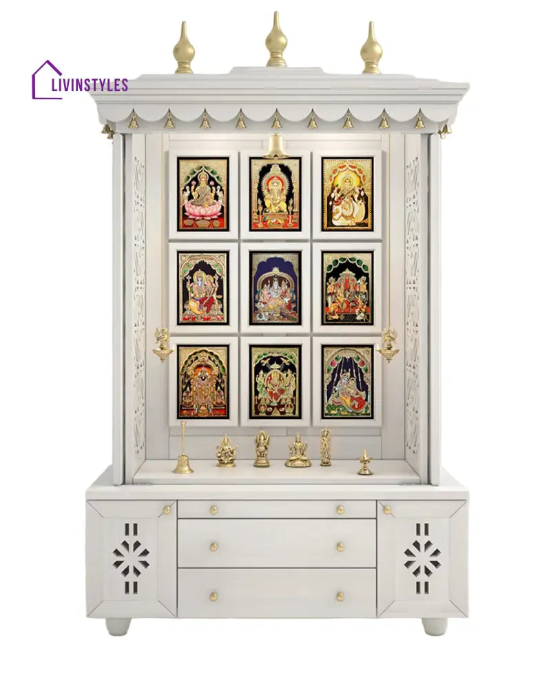 Marina Large Handcrafted Pooja Mandir for Home | Wooden Home Temple