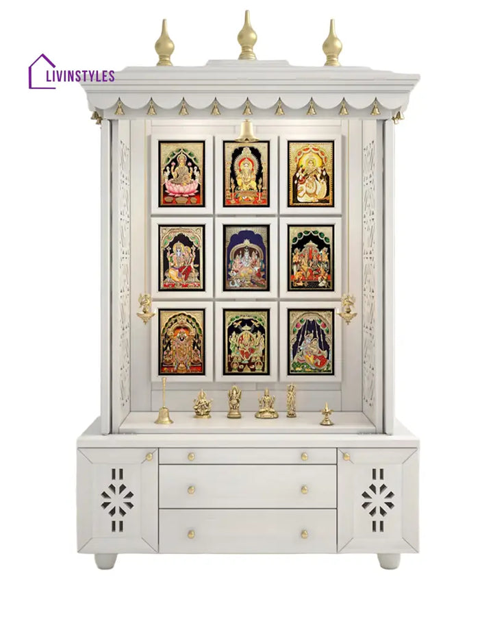 Marina Large Handcrafted Pooja Mandir for Home | Wooden Home Temple