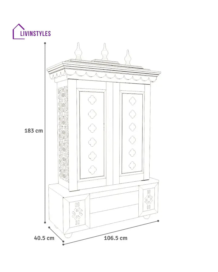 Marina Large Handcrafted Pooja Mandir for Home | Wooden Home Temple