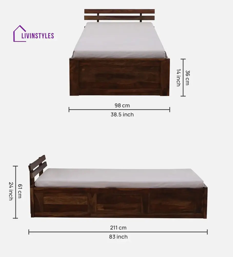 Amol Sheesham Wood Storage Single Beds Bedroom Furniture Sets