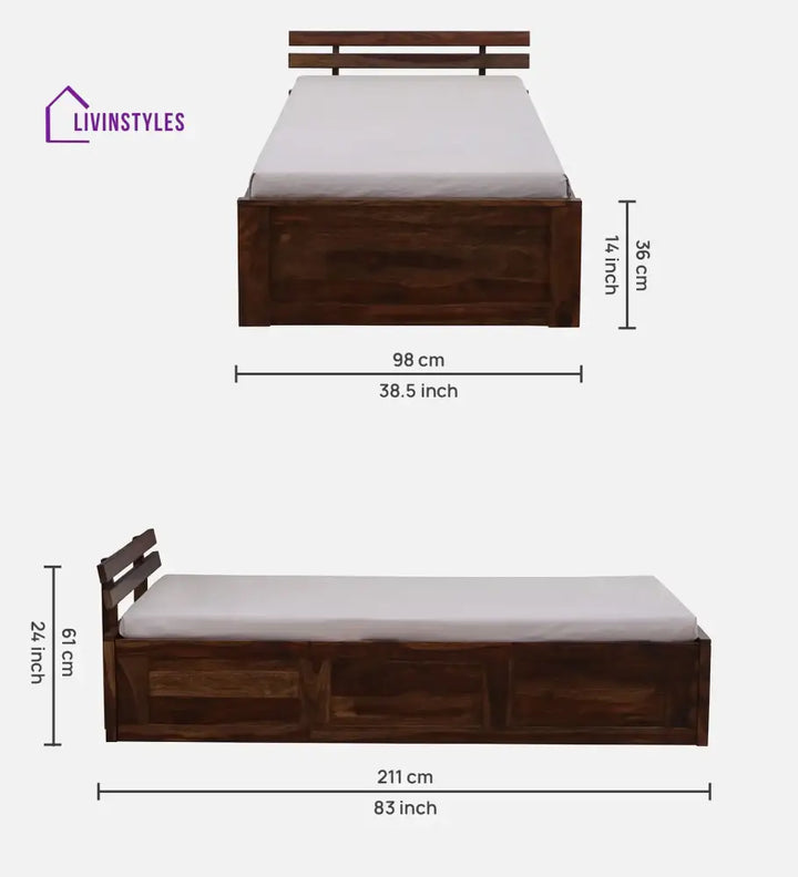 Amol Sheesham Wood Storage Single Beds Bedroom Furniture Sets