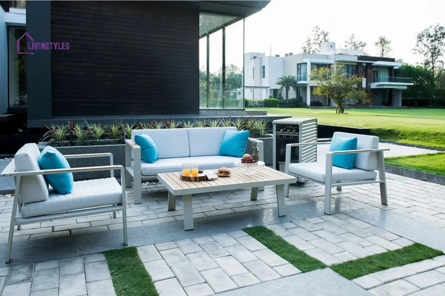 Marino Outdoor Sofa Set 2 Seater 2 Single seater and 1 Center Table (Beige) - Sofa Sets