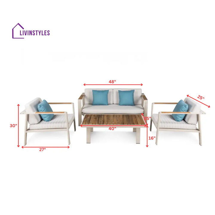 Marino Outdoor Sofa Set 2 Seater 2 Single seater and 1 Center Table (Beige) - Sofa Sets