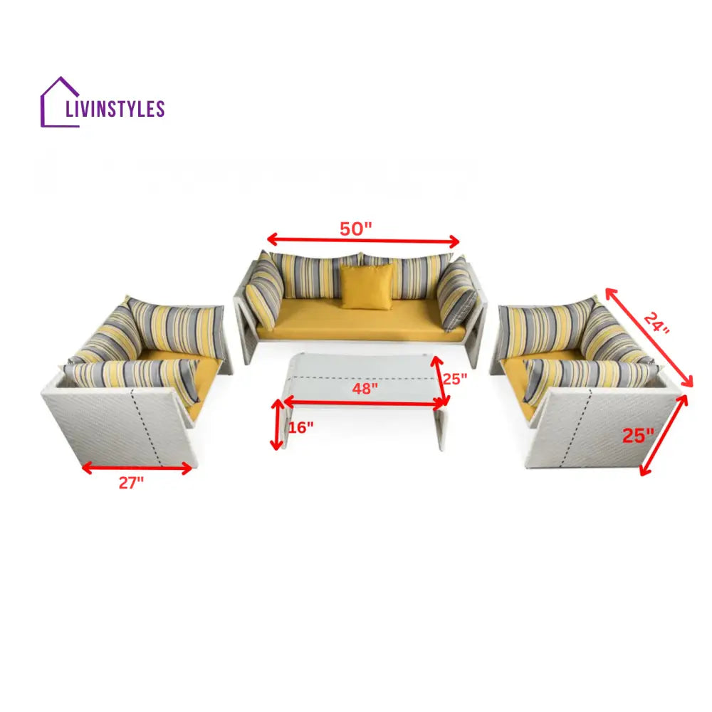 Marino Outdoor Sofa Set 2 Seater 2 Single seater and 1 Center Table (Sea Shell) - Sofa Sets