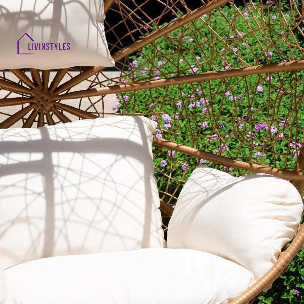 Marino Single Seater Hanging Swing With Stand For Balcony Garden Swing (Honey) - Swings