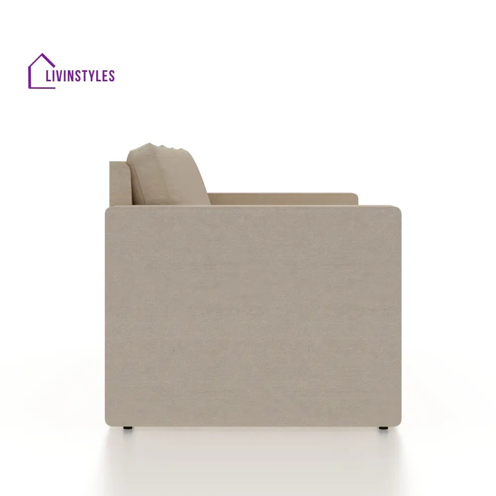Mario Three Seater Upholstered Sofa Cum Bed Velvet - 12 Months Warranty - CREAM - Seasame - Sofa Cum Bed