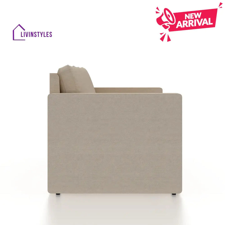Mario Three Seater Upholstered Sofa Cum Bed Velvet - 12 Months Warranty - CREAM - Seasame - Sofa Cum Bed