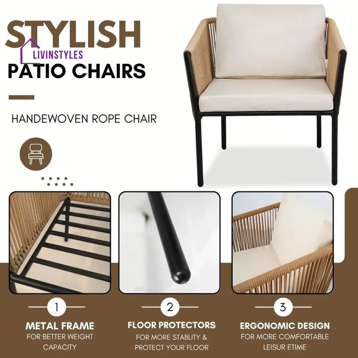 Mariposa Outdoor Rope Patio Set with Glass Top Table - Patio Set