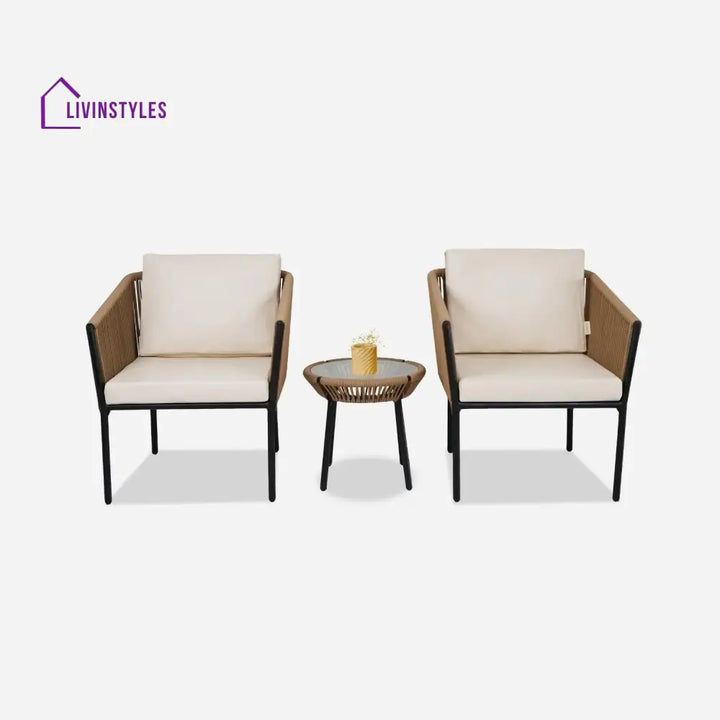 Mariposa Outdoor Rope Patio Set with Glass Top Table - Patio Set