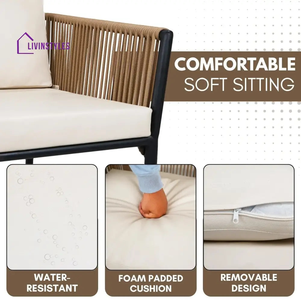 Mariposa Outdoor Rope Patio Set with Glass Top Table - Patio Set