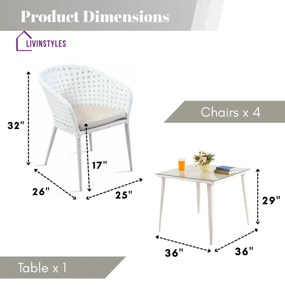 Marisol 5-Piece Outdoor Patio Dining Set With Wicker Chairs & Glass-Top Table - Sofa Set