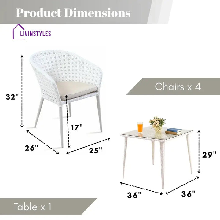 Marisol 5-Piece Outdoor Patio Dining Set With Wicker Chairs & Glass-Top Table - Sofa Set