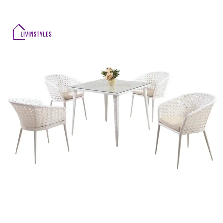 Marisol 5-Piece Outdoor Patio Dining Set With Wicker Chairs & Glass-Top Table - Sofa Set