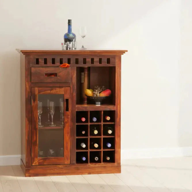Marisol Solid Wood Bar Cabinet Honey L 83 x D 50 x H 91 cms / Honey Bar