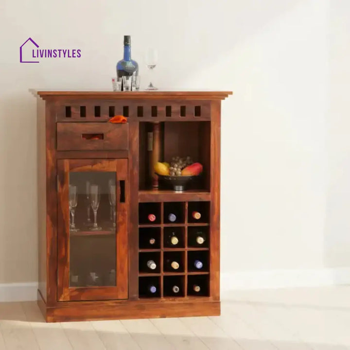 Marisol Solid Wood Bar Cabinet Honey L 83 x D 50 x H 91 cms / Honey Bar