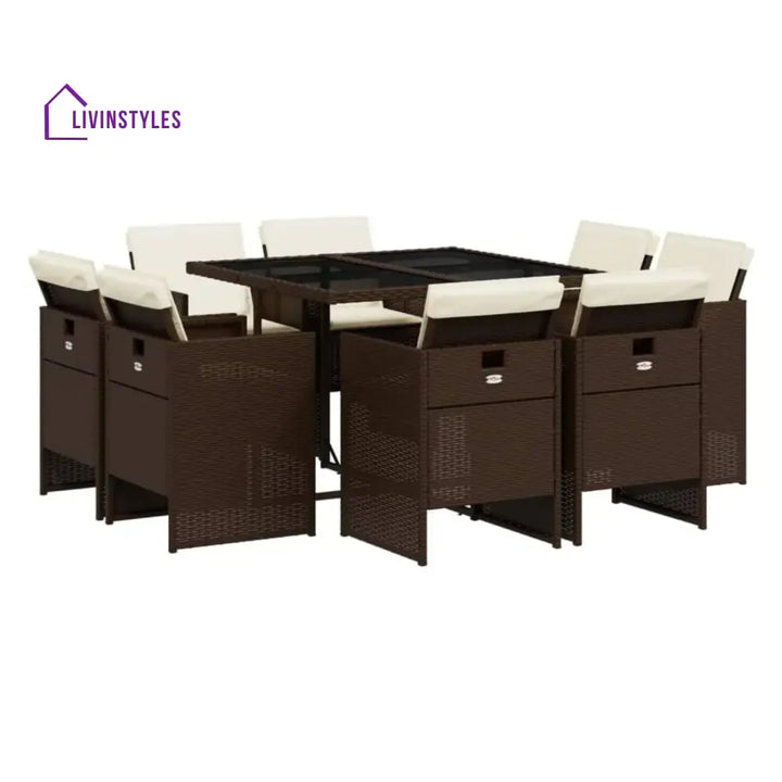 Marit Outdoor Rattan Wicker Dinning Set 9-Piece - Dining Set