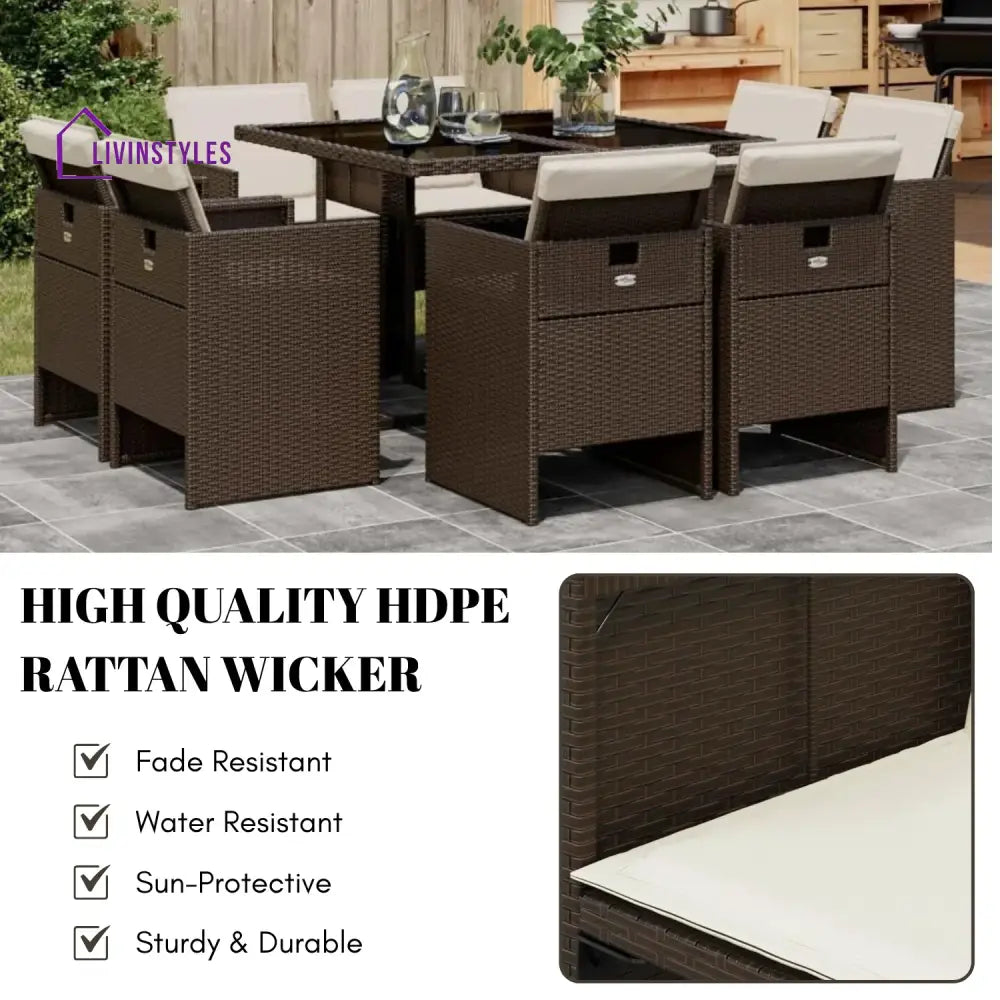 Marit Outdoor Rattan Wicker Dinning Set 9-Piece - Dining Set