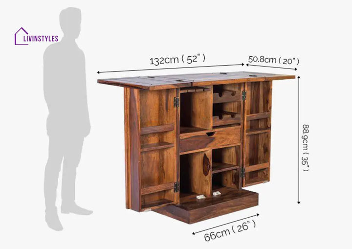 Marko Solid Wood Bar Cabinet Bar