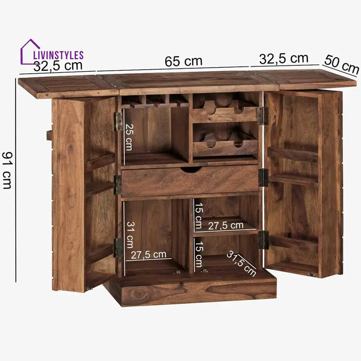 Marko Solid Wood Bar Cabinet Bar