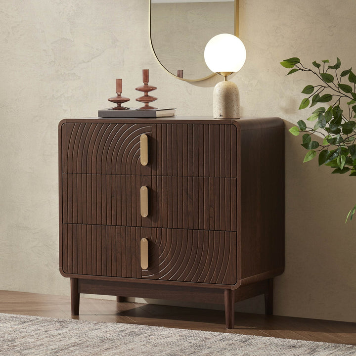 Damian 3 Drawer Chest - Walnut Chest of Drawers