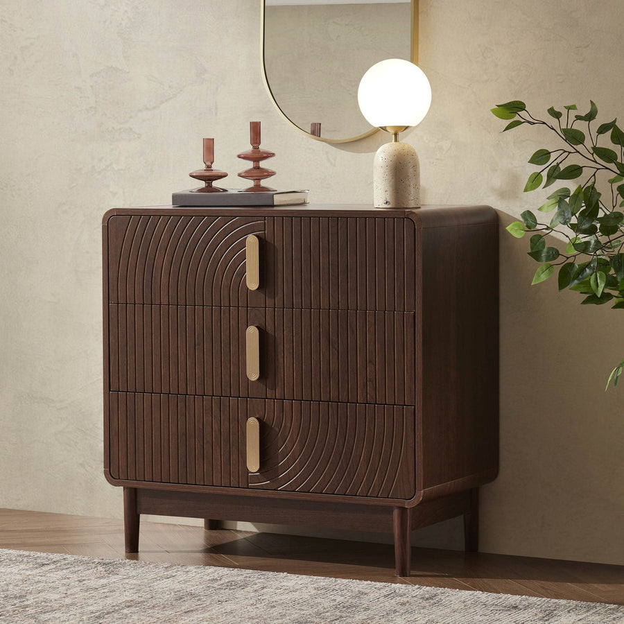 Damian 3 Drawer Chest - Walnut Chest of Drawers
