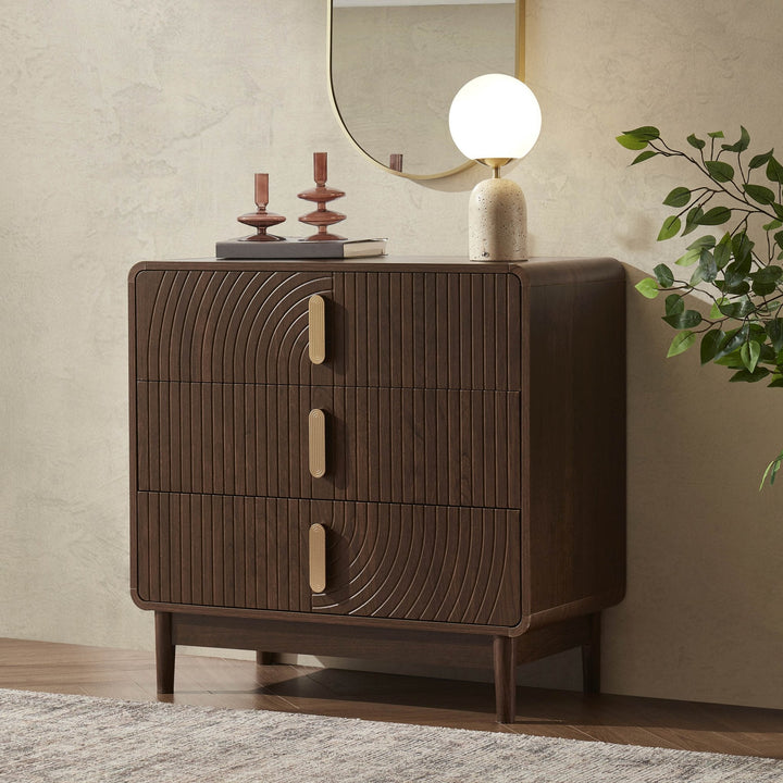 Damian 3 Drawer Chest - Walnut Chest of Drawers