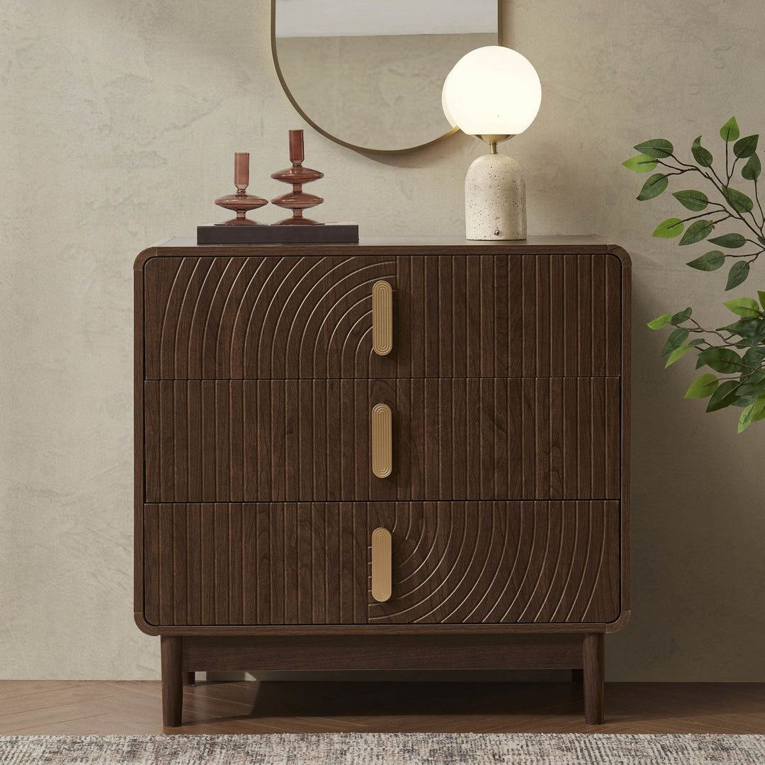 Damian 3 Drawer Chest - Walnut Chest of Drawers