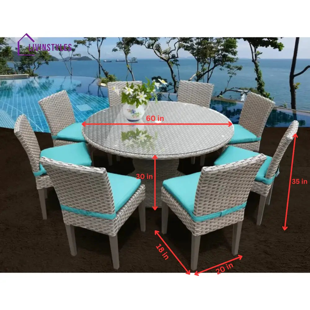 Marotta Outdoor Patio Dining Set 8 Chairs and 1 Table (Silver) - Dining sets