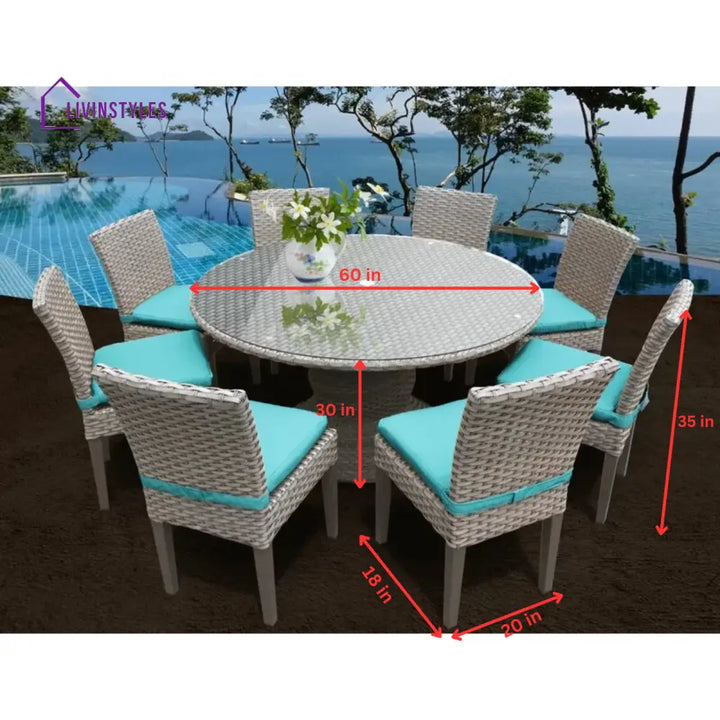 Marotta Outdoor Patio Dining Set 8 Chairs and 1 Table (Silver) - Dining sets
