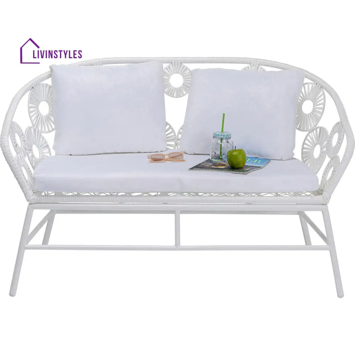 Marsh Outdoor Sofa Set 2 Seater 1 Single Seater and 1 Center Table Set (White) - Sofa Sets