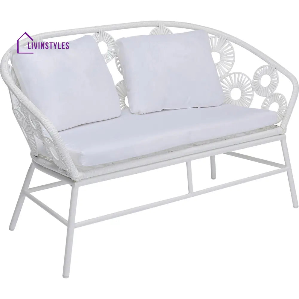 Marsh Outdoor Sofa Set 2 Seater 1 Single Seater and 1 Center Table Set (White) - Sofa Sets