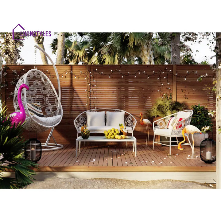 Marsh Outdoor Sofa Set 2 Seater 1 Single Seater and 1 Center Table Set (White) - Sofa Sets
