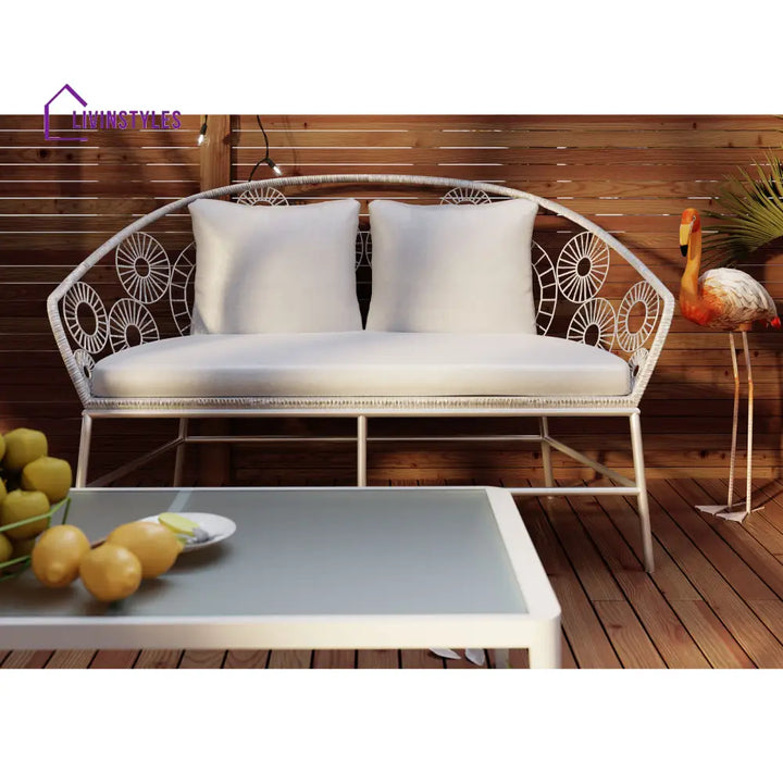Marsh Outdoor Sofa Set 2 Seater 1 Single Seater and 1 Center Table Set (White) - Sofa Sets